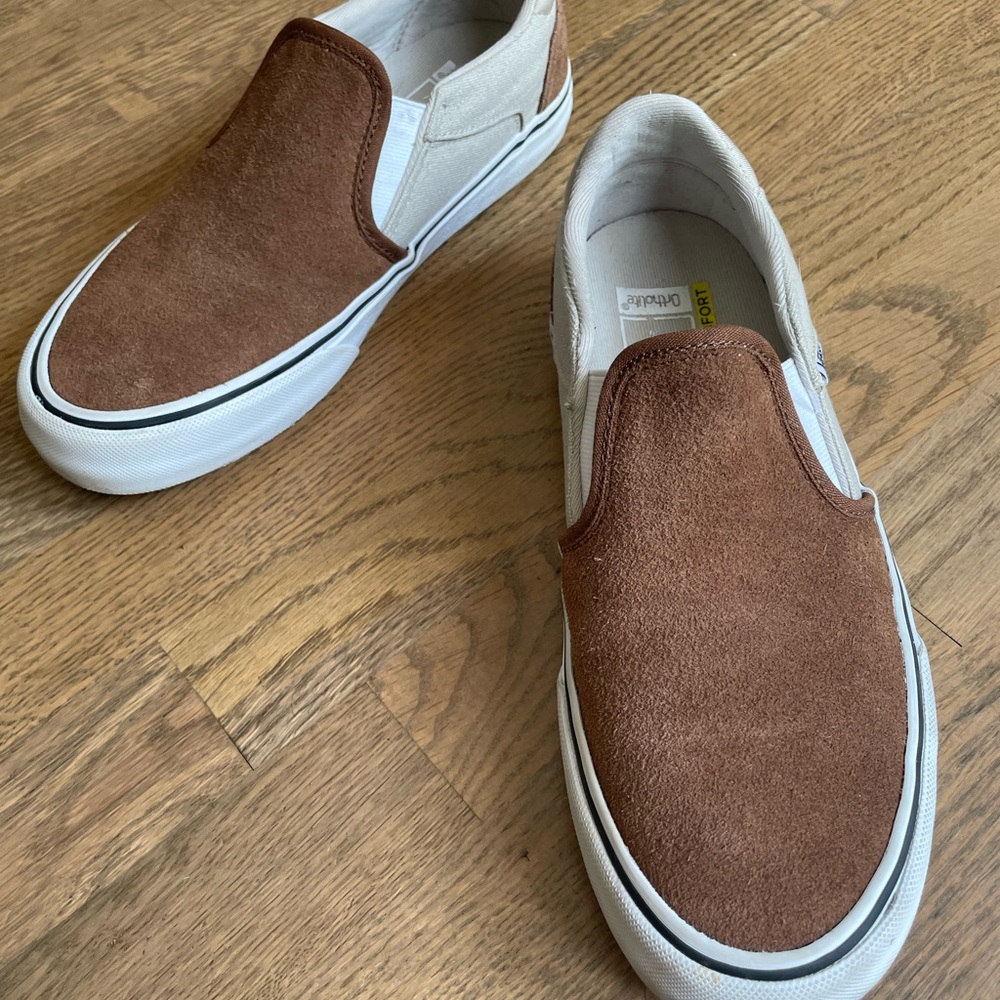 Vans Brown and Tan Asher Deluxe Slip-On Loafers